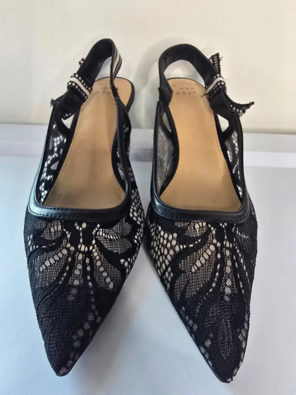 Target - A New Day Milan Slingback Kitten Pumps - Two Pairs - Tan & Black Lace - Picture 8 of 13